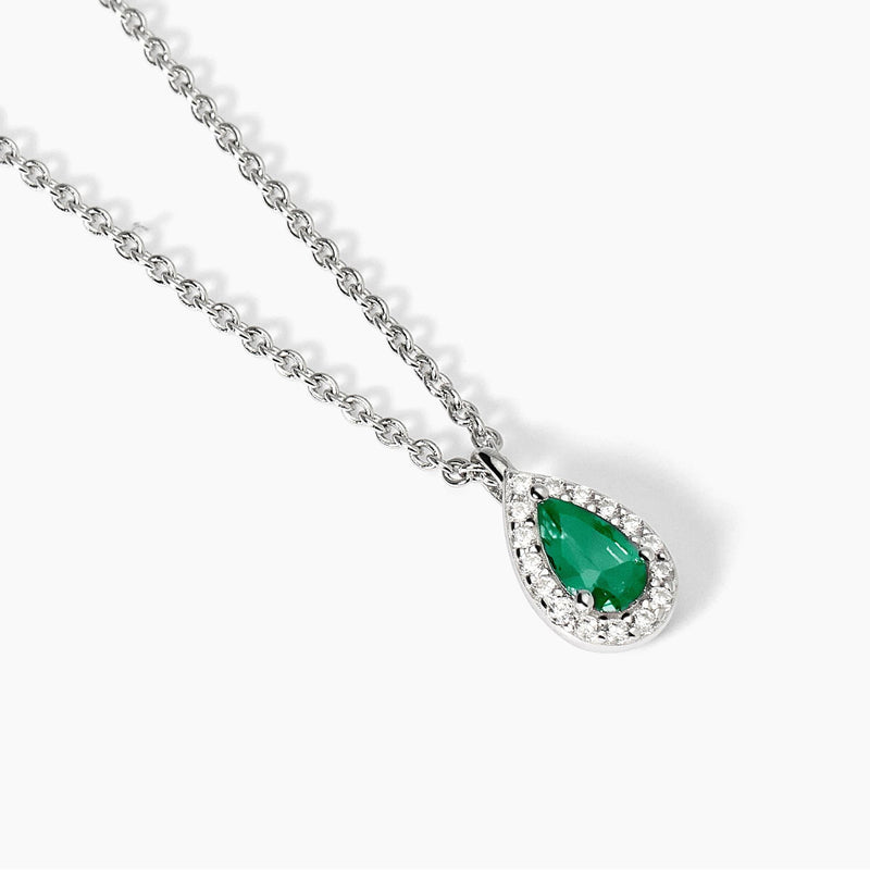 Girocollo in argento con smeraldo sintetico e zirconi COOL OR RÉTRO?