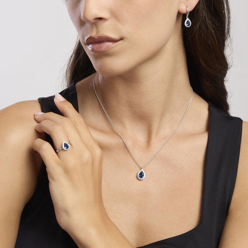 Girocollo in argento con zaffiro sintetico e zirconi COOL OR RÉTRO? - Gioielleria Fondente