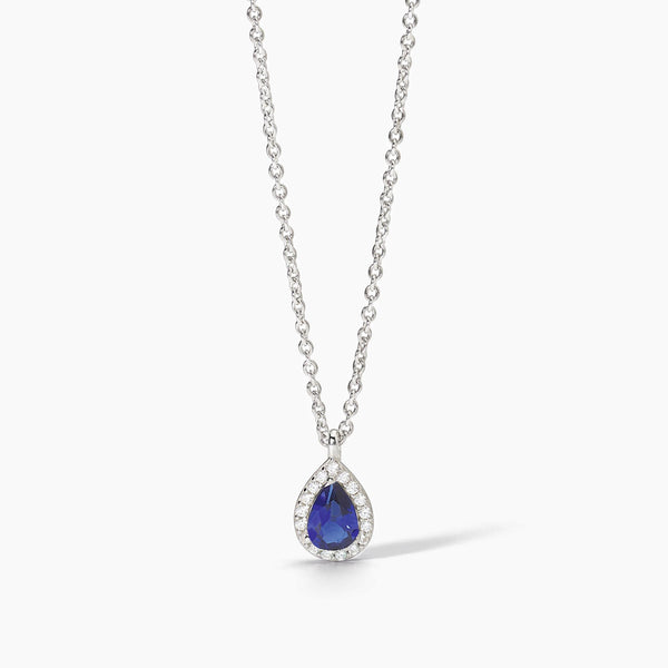 Girocollo in argento con zaffiro sintetico e zirconi COOL OR RÉTRO? - Gioielleria Fondente