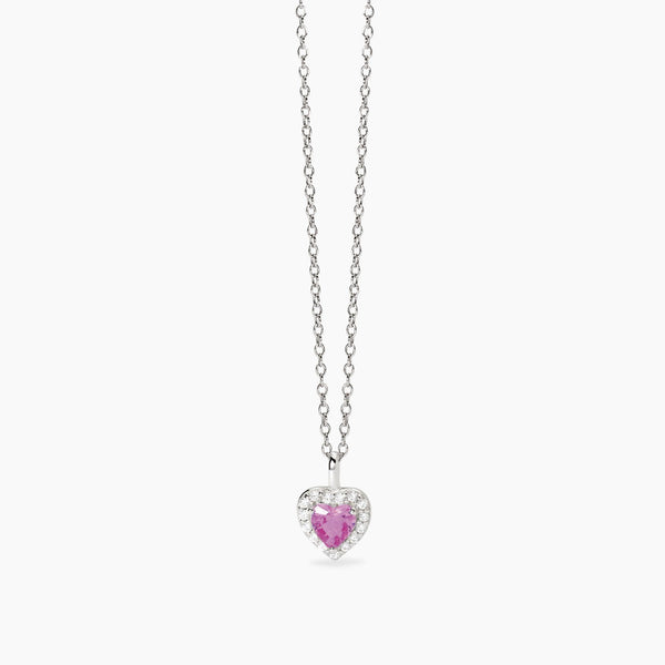 Girocollo in argento con tormalina sintetica a forma di cuore LOVE AFFAIR