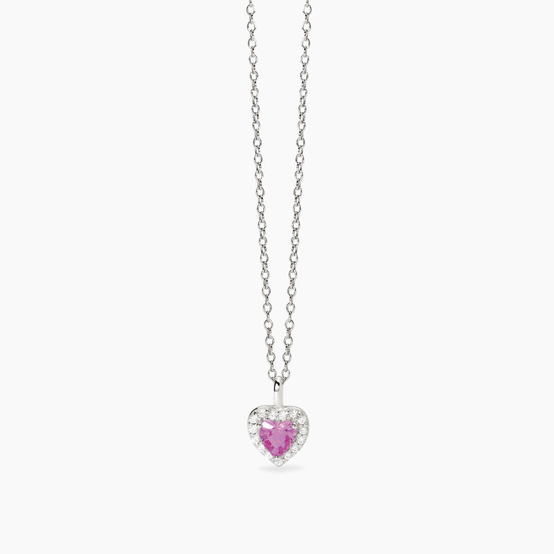 Girocollo in argento con tormalina sintetica a forma di cuore LOVE AFFAIR