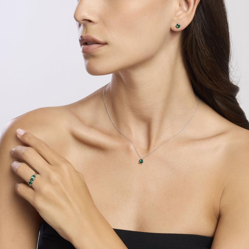 Girocollo in argento con smeraldo sintetico SHINY