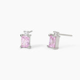 Orecchini in argento con zircone rosa taglio princess BATTITO - Gioielleria Fondente