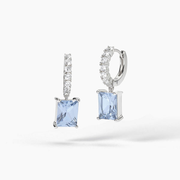 Orecchini a cerchio con acquamarina sintetica DESIDERIO INFINITO - Gioielleria Fondente