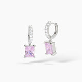 Orecchini a cerchio con zircone rosa taglio princess DESIDERIO INFINITO - Gioielleria Fondente