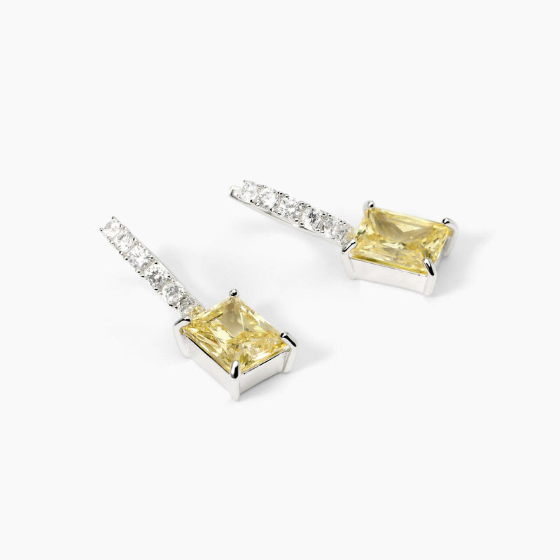 Orecchini a cerchio con zircone Lemon taglio princess DESIDERIO INFINITO - Gioielleria Fondente