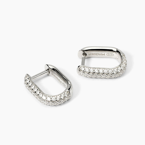 Orecchini ovali in argento con pavè COUTURE