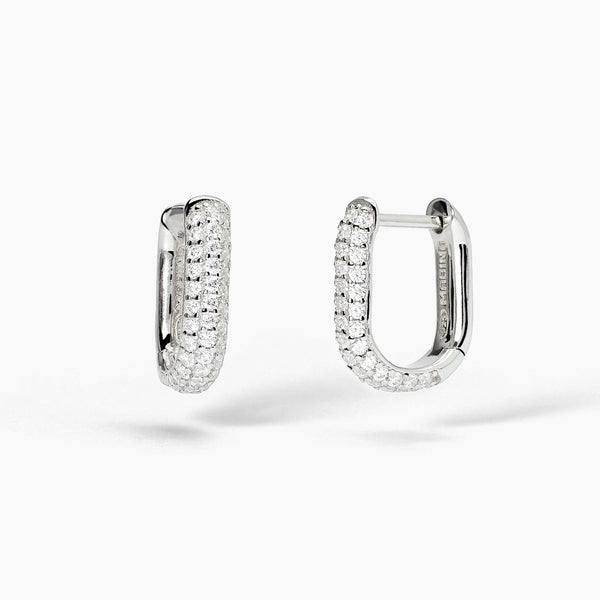 Orecchini ovali in argento con pavè COUTURE