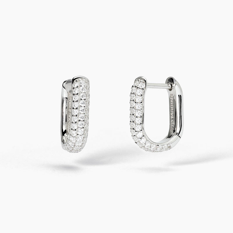 Orecchini ovali in argento con pavè COUTURE