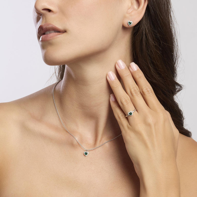 Orecchini in argento con smeraldi sintetici taglio cuore LOVE AFFAIR - Gioielleria Fondente