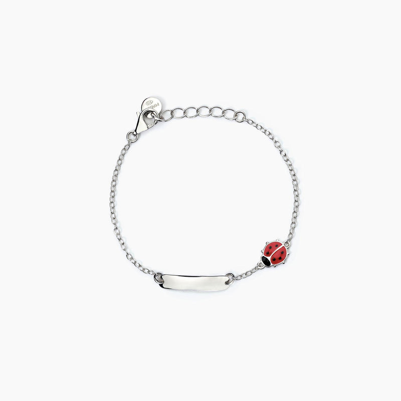 Bracciale personalizzabile in argento con coccinella LADYBUG