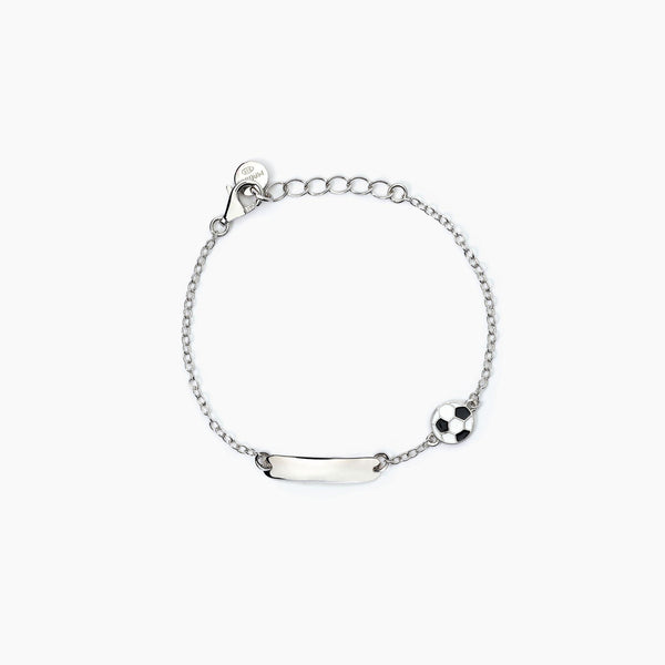 Bracciale personalizzabile in argento con pallone FOOTBALL