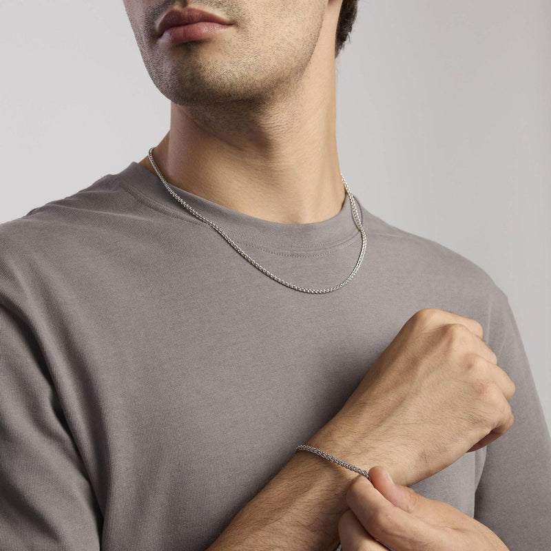 Bracciale in argento con catena spiga EVERY DAY