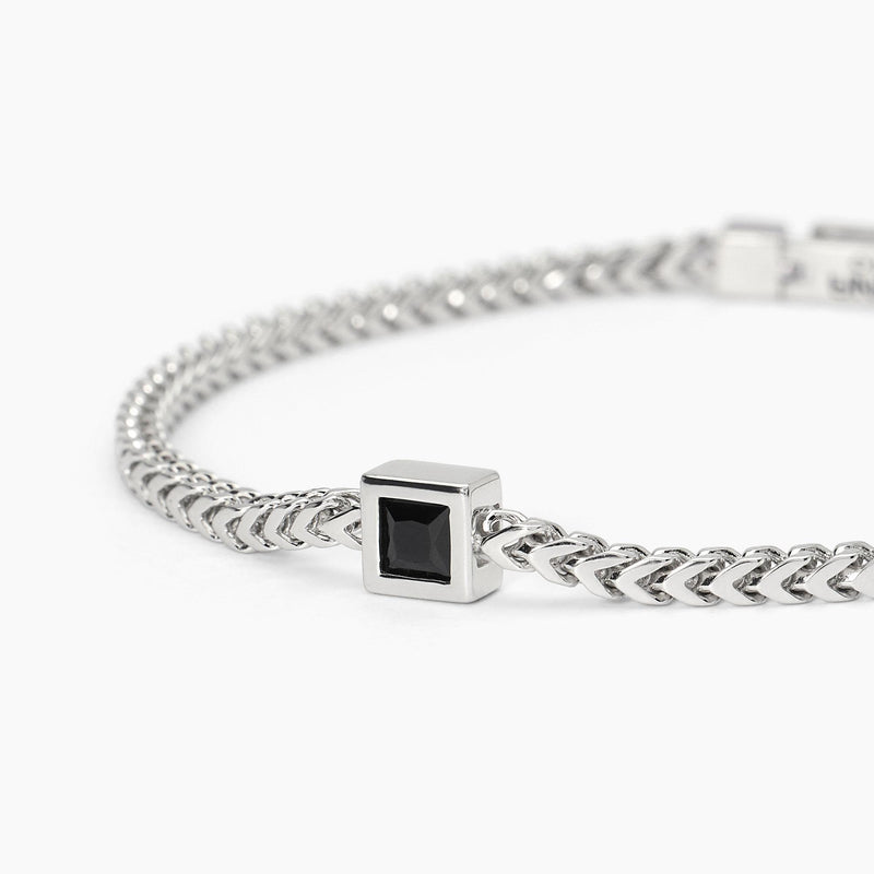 Bracciale in argento con catena franco BLACK CODE - Gioielleria Fondente