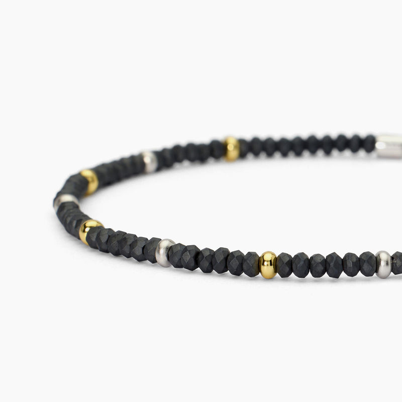 Bracciale in argento con ematite e inserti dorati ON ROAD - Gioielleria Fondente