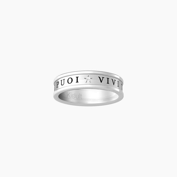 Anello con cristallo e frase "Vivi tutta la vita ... " - Gioielleria Fondente