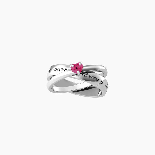 Anello intrecciato con rubino sintetico taglio cuore "Everyday" - Gioielleria Fondente