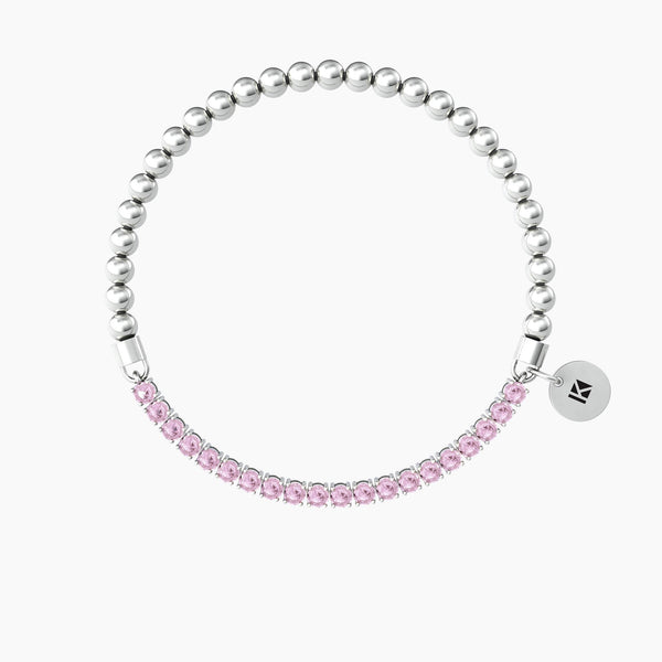 Bracciale elastico con sfere lucide e zirconi rosa "Bracciale Dei Desideri" - Gioielleria Fondente