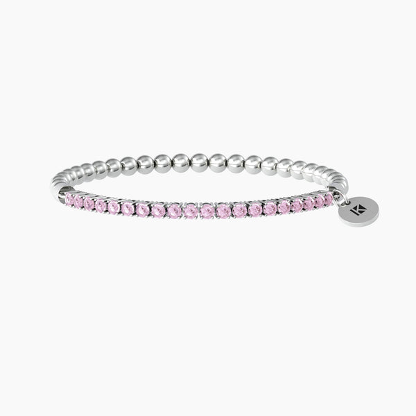 Bracciale elastico con sfere lucide e zirconi rosa "Bracciale Dei Desideri" - Gioielleria Fondente