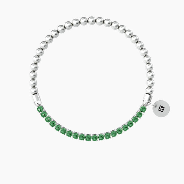 Bracciale elastico con sfere lucide e smeraldi sintetici "Bracciale Dei Desideri" - Gioielleria Fondente