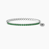 Bracciale elastico con sfere lucide e smeraldi sintetici "Bracciale Dei Desideri" - Gioielleria Fondente
