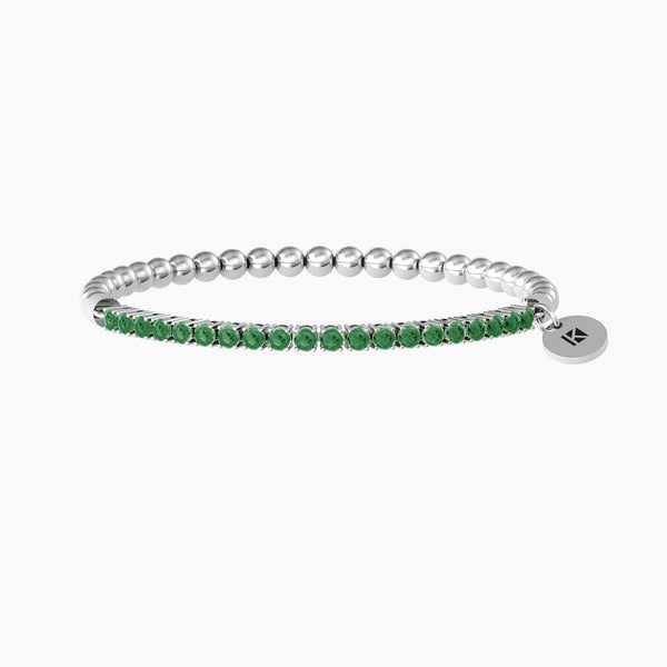 Bracciale elastico con sfere lucide e smeraldi sintetici "Bracciale Dei Desideri" - Gioielleria Fondente
