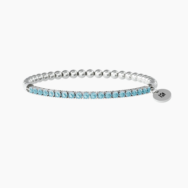 Bracciale elastico con sfere lucide e zirconi azzurri "Bracciale Dei Desideri" - Gioielleria Fondente