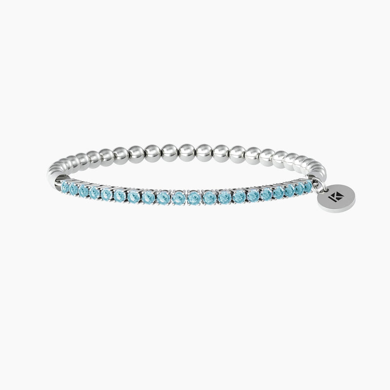 Bracciale elastico con sfere lucide e zirconi azzurri "Bracciale Dei Desideri" - Gioielleria Fondente
