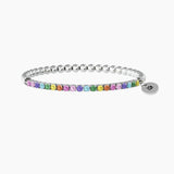 Bracciale elastico con sfere lucide e zirconi multicolor "Bracciale Dei Desideri" - Gioielleria Fondente