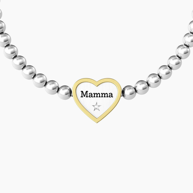 Bracciale elastico mamma con ciondolo cuore CUORE | MAMMA - Gioielleria Fondente