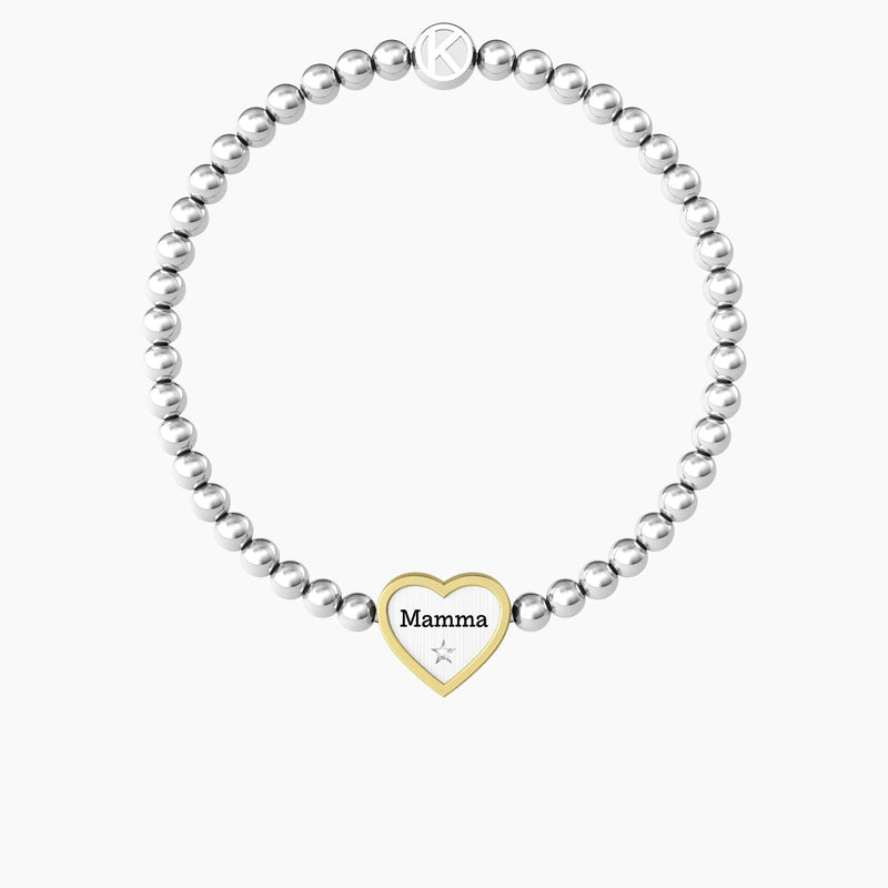 Bracciale elastico mamma con ciondolo cuore CUORE | MAMMA - Gioielleria Fondente