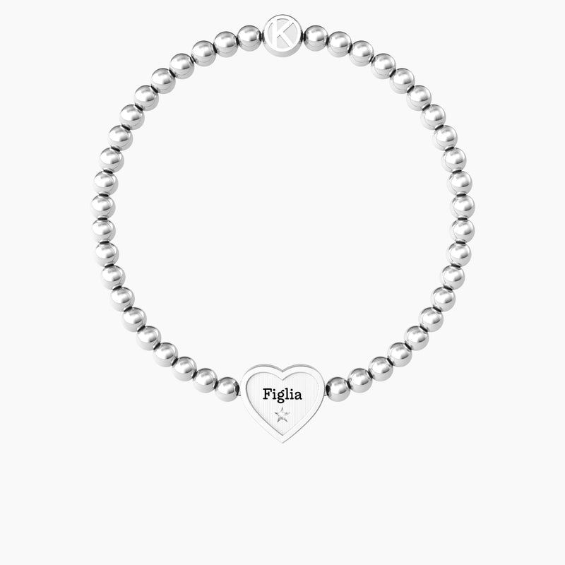 Bracciale elastico figlia con ciondolo cuore CUORE | FIGLIA - Gioielleria Fondente