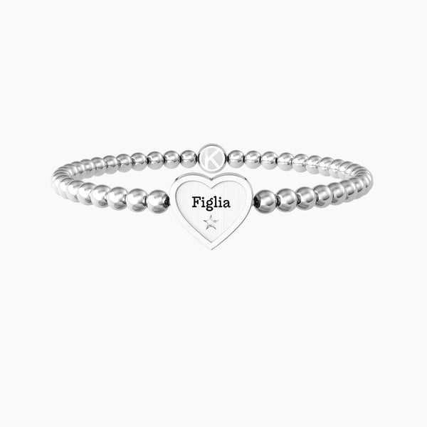 Bracciale elastico figlia con ciondolo cuore CUORE | FIGLIA - Gioielleria Fondente