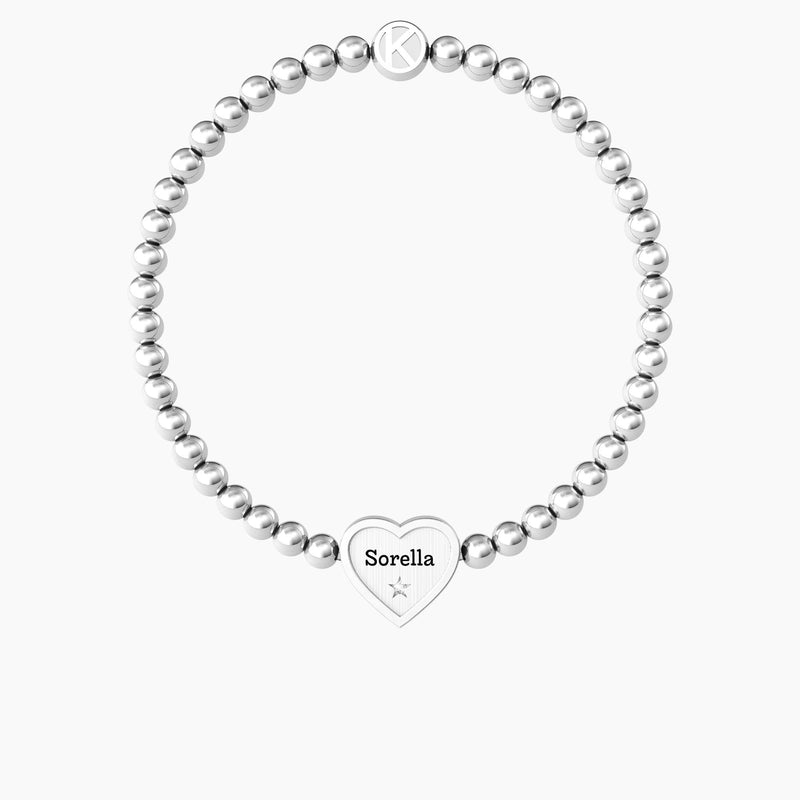 Bracciale elastico sorella con ciondolo cuore CUORE | SORELLA - Gioielleria Fondente