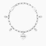 Bracciale regolabile famiglia con cristalli e ciondolo cuore CUORE | FAMILY - Gioielleria Fondente
