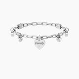 Bracciale regolabile famiglia con cristalli e ciondolo cuore CUORE | FAMILY - Gioielleria Fondente