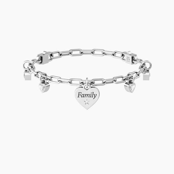 Bracciale regolabile famiglia con cristalli e ciondolo cuore CUORE | FAMILY - Gioielleria Fondente