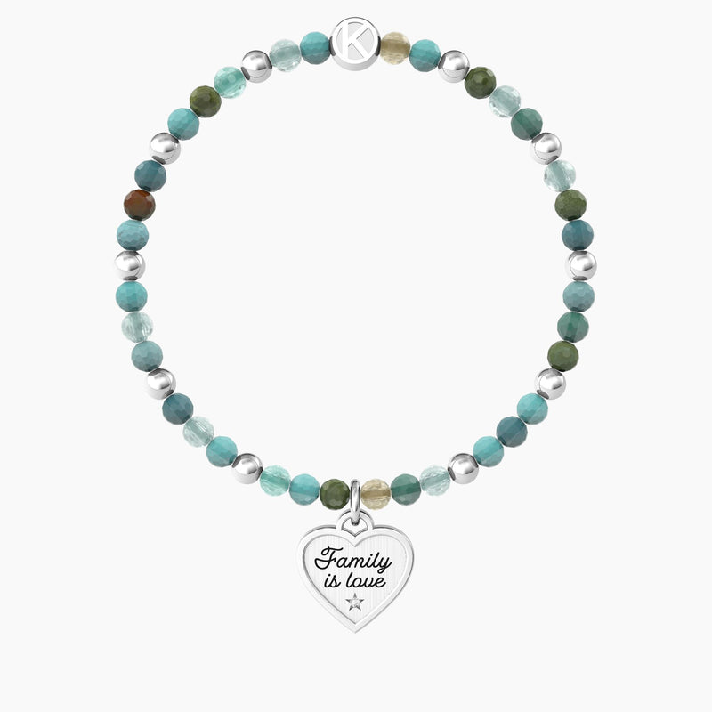 Bracciale famiglia con agata multicolor e ciondolo cuore CUORE | FAMILY IS LOVE - Gioielleria Fondente