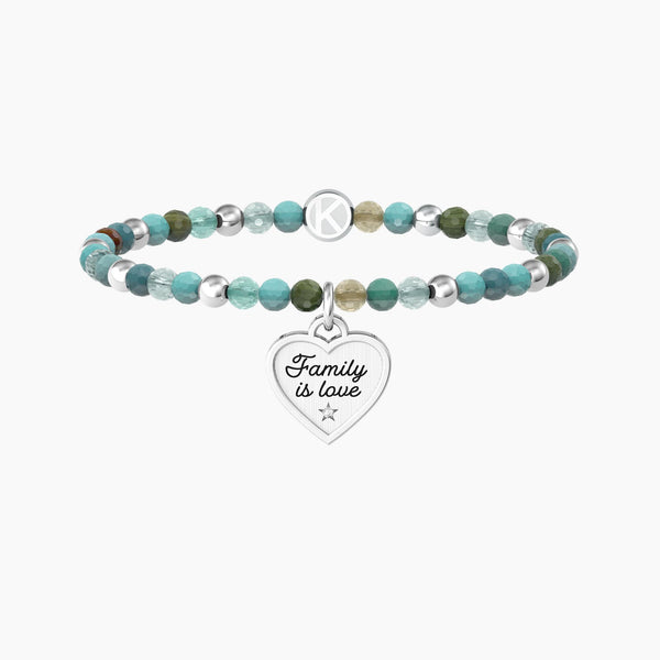 Bracciale famiglia con agata multicolor e ciondolo cuore CUORE | FAMILY IS LOVE - Gioielleria Fondente