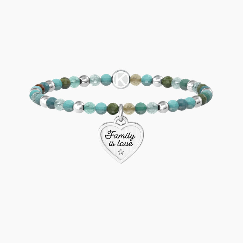 Bracciale famiglia con agata multicolor e ciondolo cuore CUORE | FAMILY IS LOVE - Gioielleria Fondente