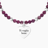 Bracciale nonna con agata fucsia e ciondolo cuore "Cuore | Nonna ti voglio Bene" - Gioielleria Fondente