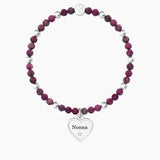 Bracciale nonna con agata fucsia e ciondolo cuore "Cuore | Nonna ti voglio Bene" - Gioielleria Fondente