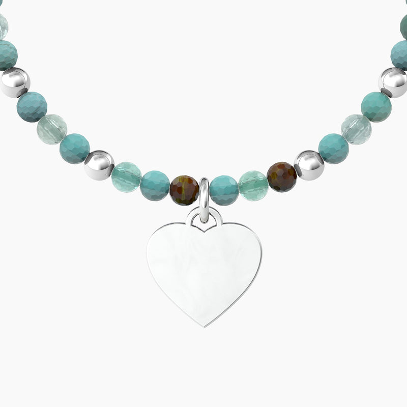 Bracciale figlia con agata multicolor e ciondolo cuore "Cuore | Daughter" - Gioielleria Fondente