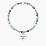 Bracciale figlia con agata multicolor e ciondolo cuore "Cuore | Daughter" - Gioielleria Fondente