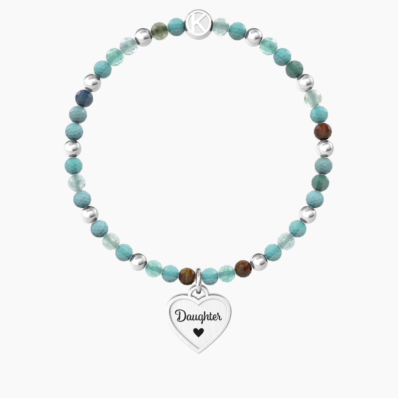 Bracciale figlia con agata multicolor e ciondolo cuore "Cuore | Daughter" - Gioielleria Fondente