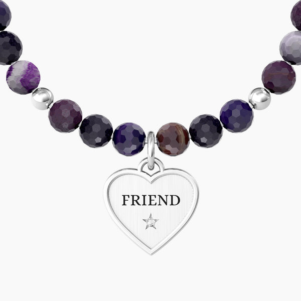 Bracciale amica con agata viola e ciondolo cuore CUORE | FRIEND IN MY LIFE - Gioielleria Fondente