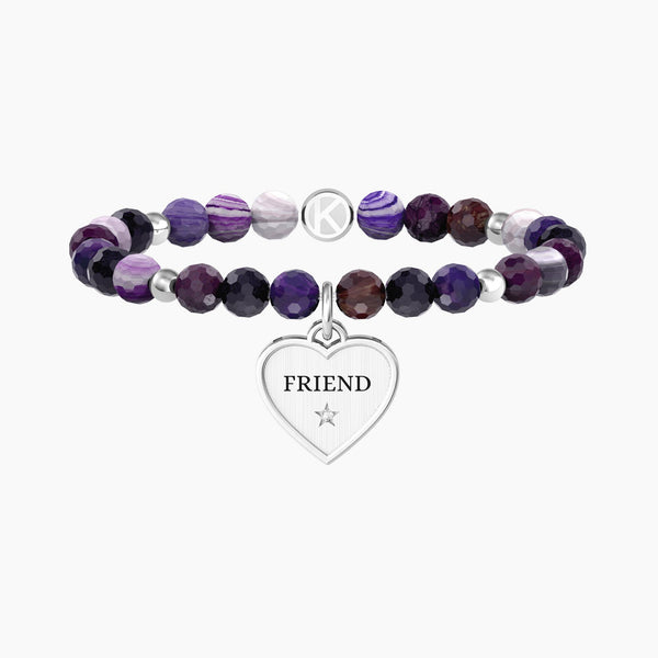Bracciale amica con agata viola e ciondolo cuore CUORE | FRIEND IN MY LIFE - Gioielleria Fondente