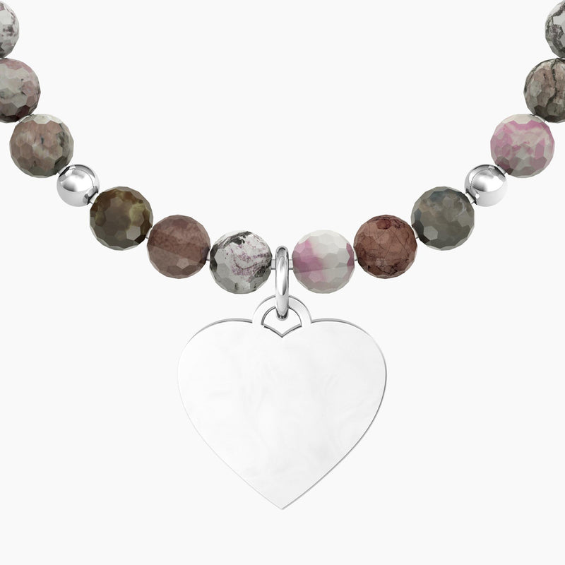 Bracciale nonna con agata multicolor e ciondolo cuore CUORE | NONNA - Gioielleria Fondente