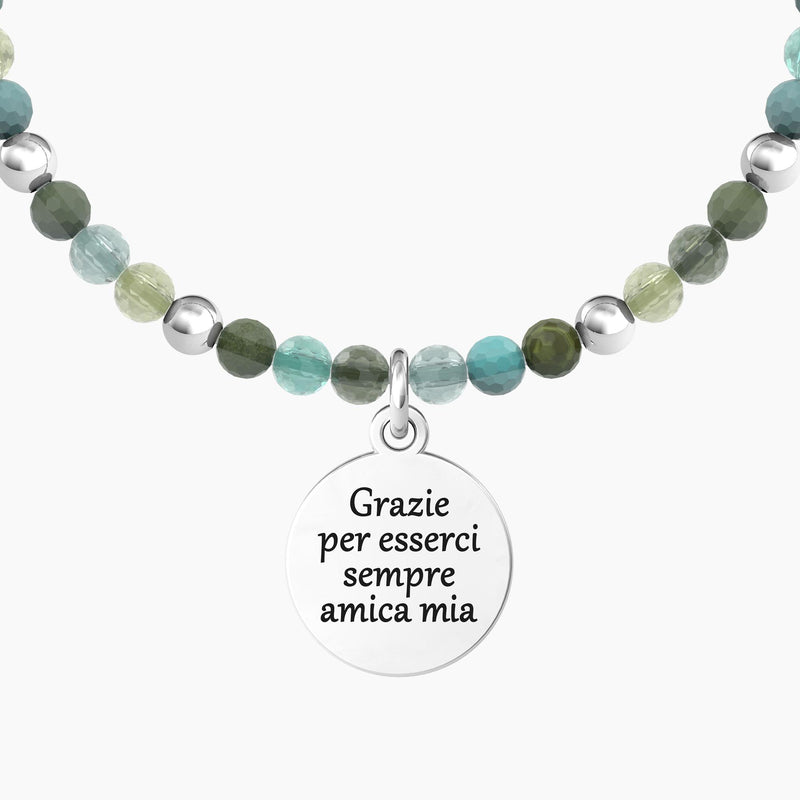 Bracciale amica con agata multicolor e ciondolo "Stella | Grazie amica" - Gioielleria Fondente