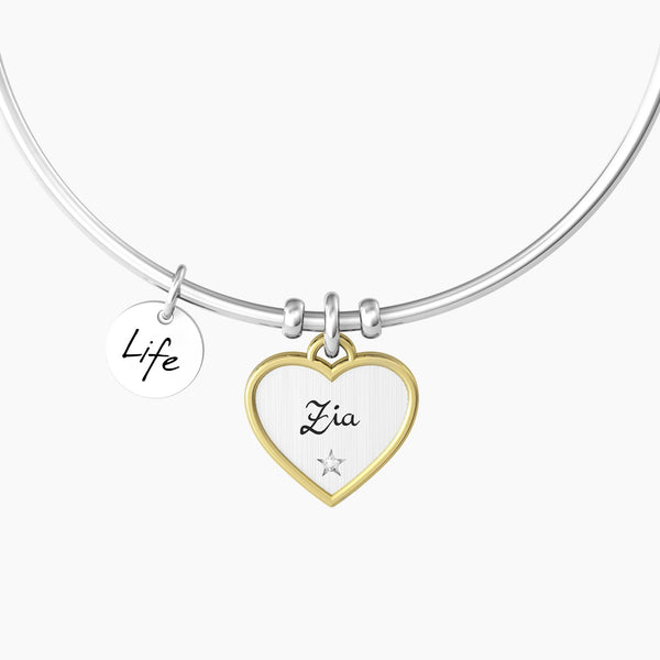 Bracciale rigido zia con ciondolo cuore CUORE | ZIA TI VOGLIO BENE - Gioielleria Fondente
